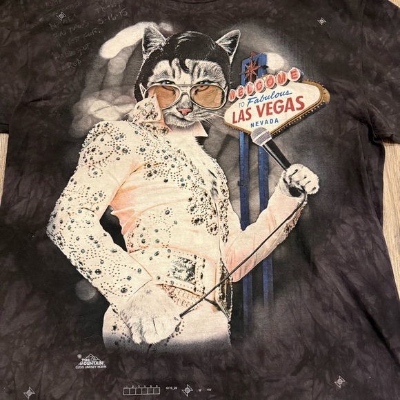 RARE SAMPLE The Mountain Graphic T Shirt XL Black Meowies Elvis Las Vegas 2015 - Picture 3 of 10